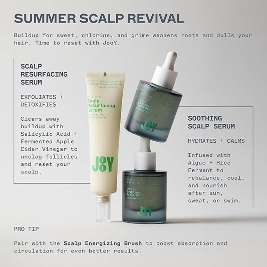 JooY Scalp Resurfacing Serum, Pre-Cleanse Exfoliating serum with Fermented Superfoods, Removes Buildup, Reduces Oil & Promotes a Healthy Scalp, Ginger Root, Papaya, & Tea Tree – 2 fl oz