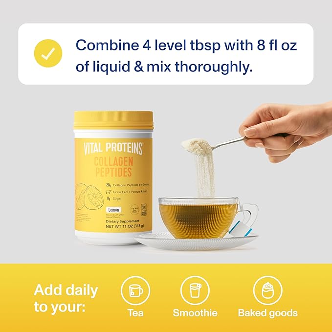 Vital Proteins Collagen Peptides Powder, Collagen Supplements, Hair & Skin Health, 14 Servings, Lemon