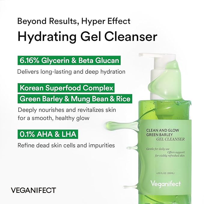Hydrating Gel Cleanser Face Wash, Non-Stripping Gel-to-Foam, Deep Hydration for Sensitive Oily & Dehydrated Skin, Korean Skin Care, Gentle cleanser, Big Size (205ml/6.93 fl oz)
