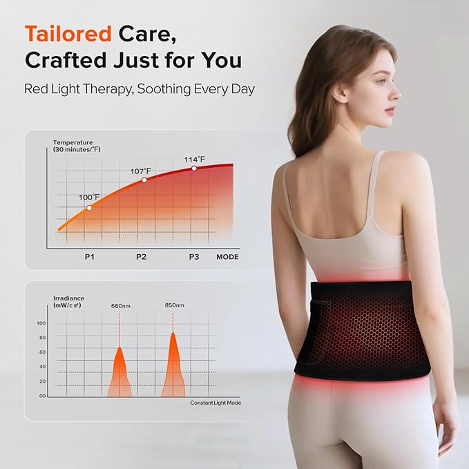 Red Light Therapy for Body, 19.6'' x 8.6'' Near Infrared Light Therapy Pad with 3-in-1 Chip 120 LEDs Bead with Timer Remote Control, 660nm & 850nm Therapy Belt Wrap for Muscle Pain Relief