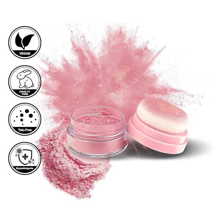 Color Nymph Cushion Blush Powder Micro-Shimmer Cheek Blusher Mushroom Face Blush For Cheek Makeup For Brown/Tan Skin Easy to Blend Highly Pigmented 04# Berry Pink