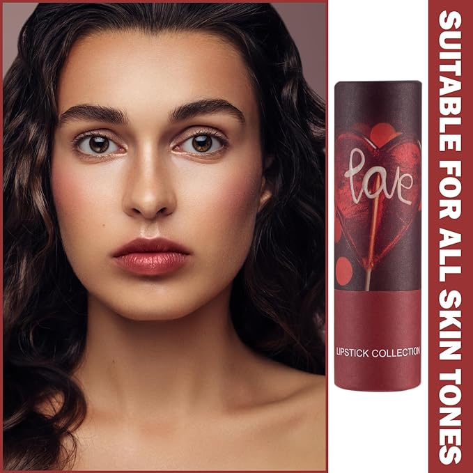 Matte Nude Lipstick Silky Velvet Lip Gloss Nude Lip Stain Paper Tube Lipsticks Non-Stick Cup, Waterproof Long Lasting Matte Lipstick for Women Daily Lip Makeup-08 Dark Red