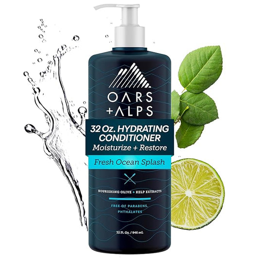 Oars + Alps Men's Sulfate Free Conditioner, Infused with Kelp and Algae Extracts, Fresh Ocean Splash, 32 Fl Oz