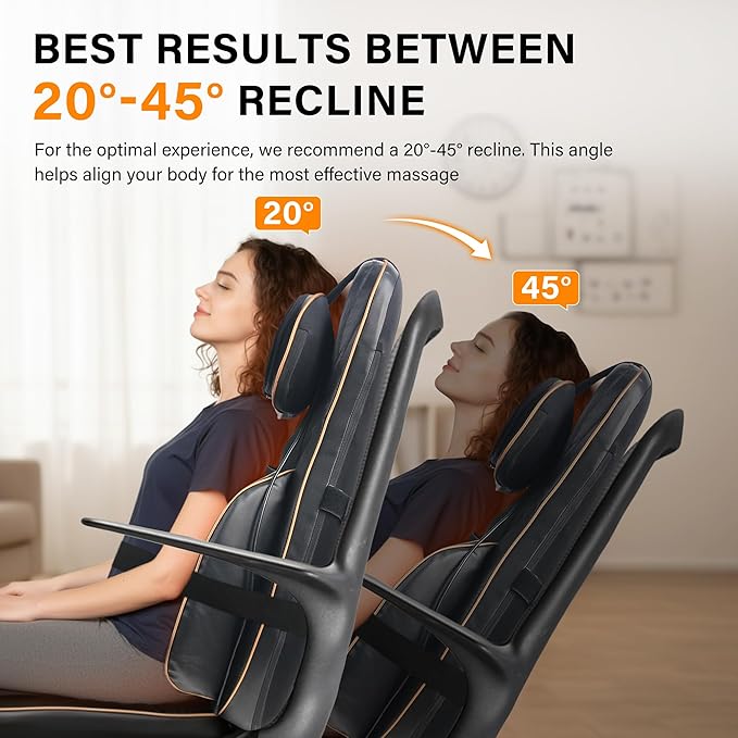 Shiatsu Neck Back Massager Chair Cushion w/Heat - Full-Back Massage Cushion with Kneading, Rolling, Vibration- Adjustable Neck Height & Intensity - Heated Seat for Home & Office