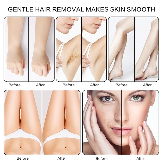 Portable Wax Warmer Machine for Painless Hair Removal, Women Men Professional Wax Heater with Adjustable Temperature Set, 20pcs Sticks, 1 Silicone Bowl (Black- Single Pot)