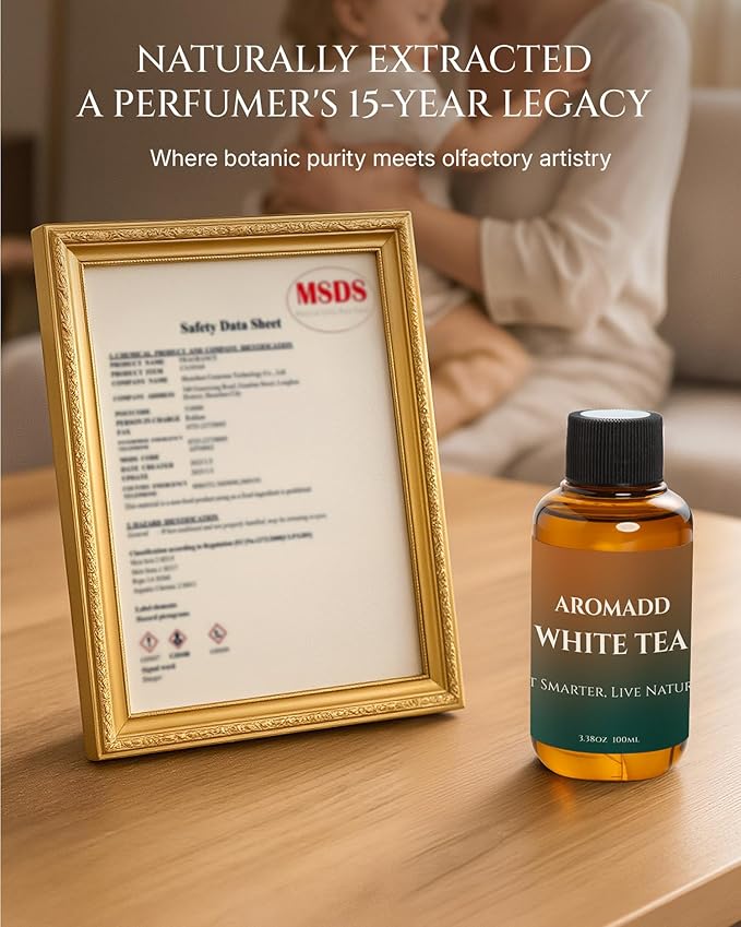 Aromadd White Tea Diffuser Oil Inspired by Luxury Hotel Scent, Essential Oils for Waterless Diffuser, White Tea & Bergamot, Long-Lasting & Natural Home Fragrance - 3.38 fl oz (100 mL)