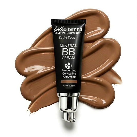 Bellaterra Cosmetics BB Cream – Tinted Moisturizer & Mineral Foundation Makeup, Dark 107 – Lightweight, Oil-Free, Buildable Coverage, Matte Finish, Anti-Aging Concealer, Clean Beauty, 1.69 oz