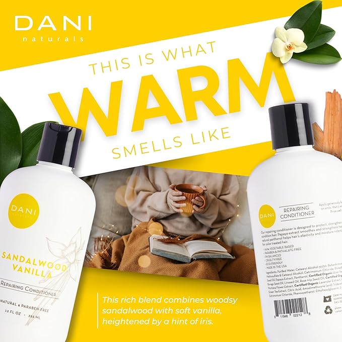 Naturals Conditioner – Sandalwood Vanilla, Strengthening & Thickening for Fuller-Looking Hair, Lightweight & Hydrating, Vegan & Color-Safe, 12 oz