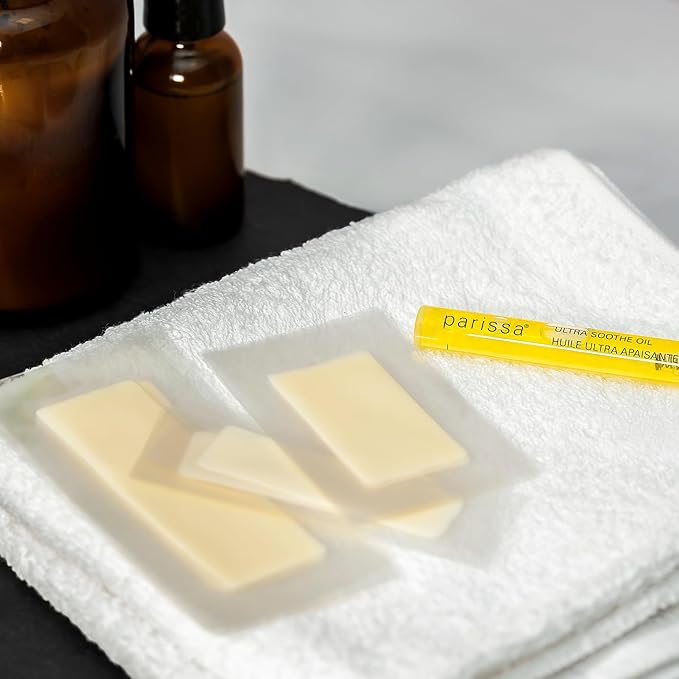 Parissa Bikini Wax Strips Kit | Ready-to-Use Hair Removal for Bikini, Brazilian & Underarm | Natural, Sensitive Skin Formula with Post-Wax Ultra Soothe Oil | 36 Strips (18 x 2), 3 Sizes