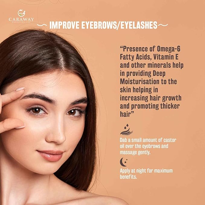 CARAWAY Cold Pressed Pure Castor Oil – Indian Handmade | Therapeutic Grade | Edible | For Liver Detox, Hair Growth, Eyelashes, Skin, Constipation & Joint Pain | Glass Bottle – 236ml