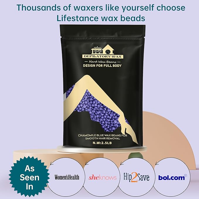 Lifestance 2.5lb Wax Beads Kit, Lavender Hard Wax Beans For Hair Removal Brazilian Bikini Leg Underarm, Waxing for Fine Coarse Hair Women Men Large Refill for Wax Warmers at Home