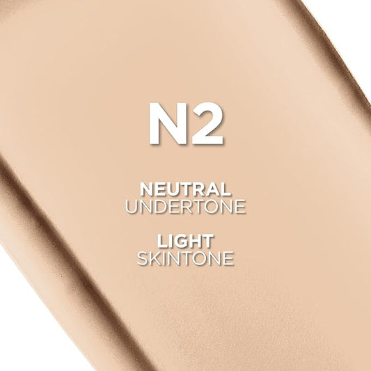 L'Oreal Paris True Match Super-Blendable Foundation, Medium Coverage Liquid Foundation Makeup, N2, Light, 1 Fl Oz