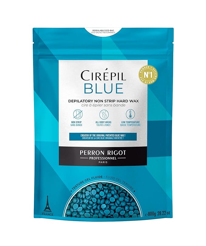 Cirepil - Blue - 800g / 28.22 oz Hard Wax Beads Bag - Face & Body Wax, Unscented & No Strip Needed - Perfect for Sensitive Skin & Brazilian Waxing - Fluid Gel Texture, Easy Hair-Removal