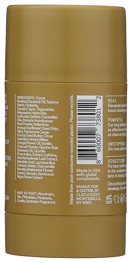 Cleo+Coco Sensitive Deodorant Balm, Vanilla Coconut (2.2 oz), Natural Aluminum Free Deodorant for Women & Men with 5X Odor Fighters, 24+hour Odor Control, Free from Synthetic Fragrance, Vegan