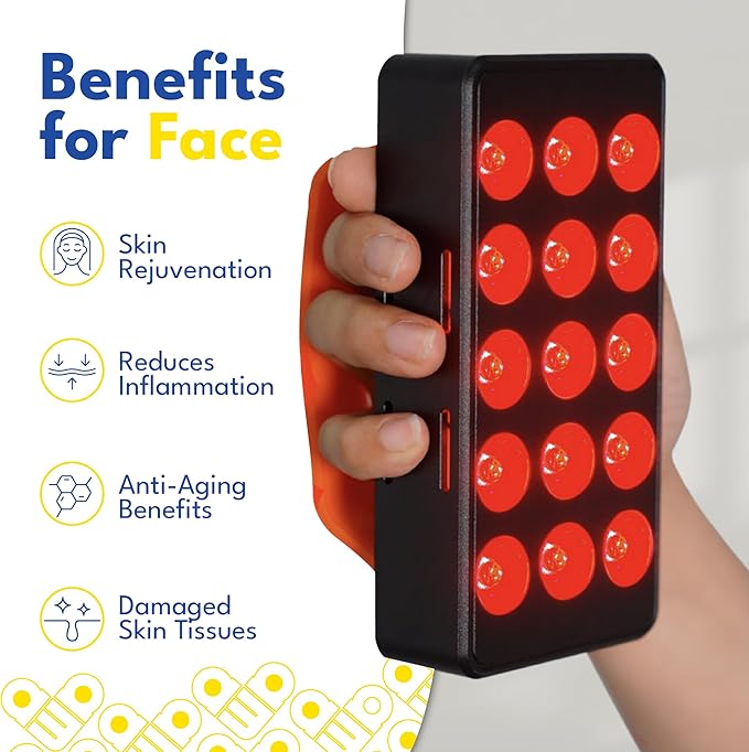 Red Light Therapy - 660nm 850nm Near Infrared Light Therapy Panel, Maximum Output Lamp 15 Dual Chip LED Device for Full Face Body Skin Health, Sleep, Muscle Recovery Sleep Wellness Handheld FX35