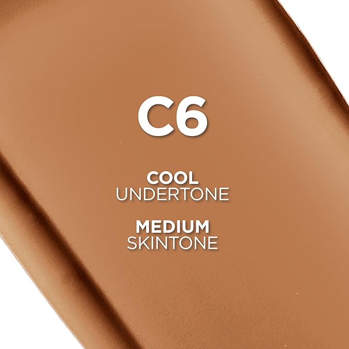 L'Oreal Paris True Match Super-Blendable Foundation, Medium Coverage Liquid Foundation Makeup, C6, Medium, 1 Fl Oz (Pack of 2)