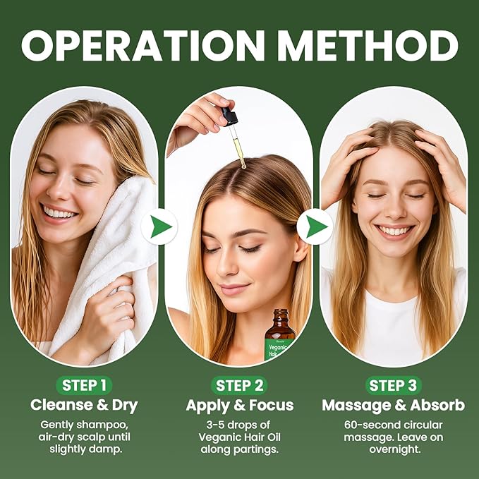 Hair Growth Oil with Rosemary Castor Oil Vegan Strengthening Formula for Thinning Hair Regrowth Treatment in Natural Vegan Hair Serum to Nourish Scalp Stimulate Follicles 3PCS for Man and Women