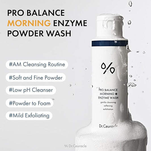 Dr.Ceuracle Pro Balance Enzyme Powder Face Wash - Korean Day and Night Natural Enzyme Powder Face Wash for Deep Pore Cleansing, Sebum Removing, pH Skin Balancing Care (Morning Wash)