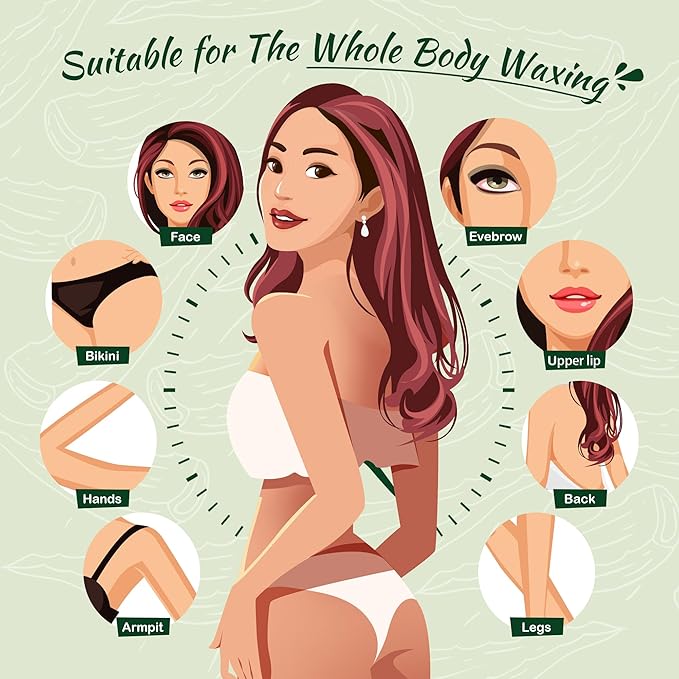 Wax Beads, Ajoura 1lb Hard Wax Beans for Sensitive Skin Hair Removal for Full Body, Bikini, Face, Eyebrow, Back, Chest, Legs, Armpit, Upper Lip, Home Refill for Wax Warmer Kit (Green)