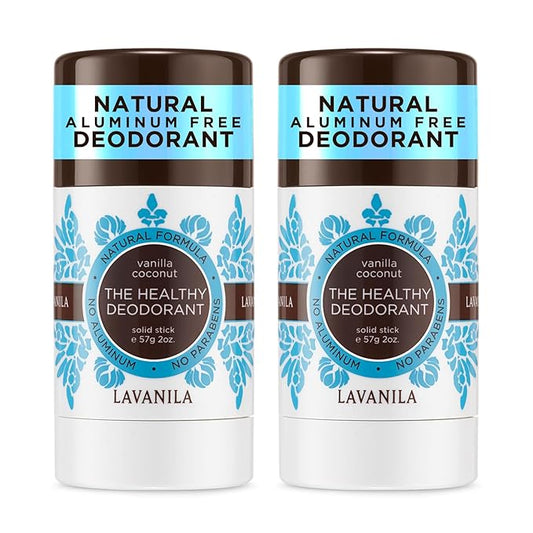 Lavanila Vanilla Coconut Deodorant for Women 2-Pack (2 Oz Each) - Natural Aluminum Free Solid Stick Deodorant, Made In USA, Vegan