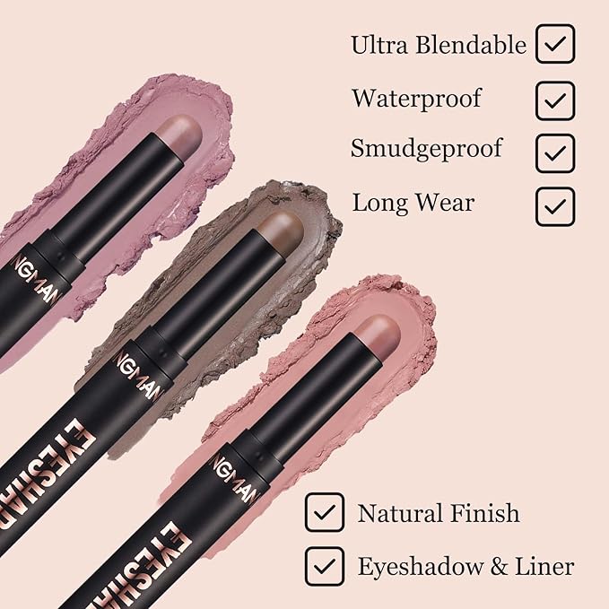 Eyeshadow Stick Cream Single Eyeshadow Pencil Makeup, High Pigmented Crease-proof Eye Shadow Brightener Stick, Hypoallergenic Waterproof Long Lasting eye Highlighter Stick(11# Rose Pink Matte)