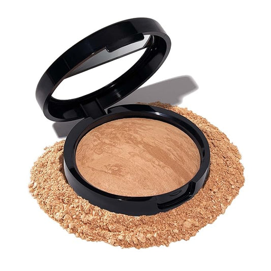 LAURA GELLER NEW YORK Award-Winning Baked Balance-n-Brighten Color Correcting Powder Foundation - Golden Medium - Buildable Light to Medium Coverage - Demi-Matte Natural Finish