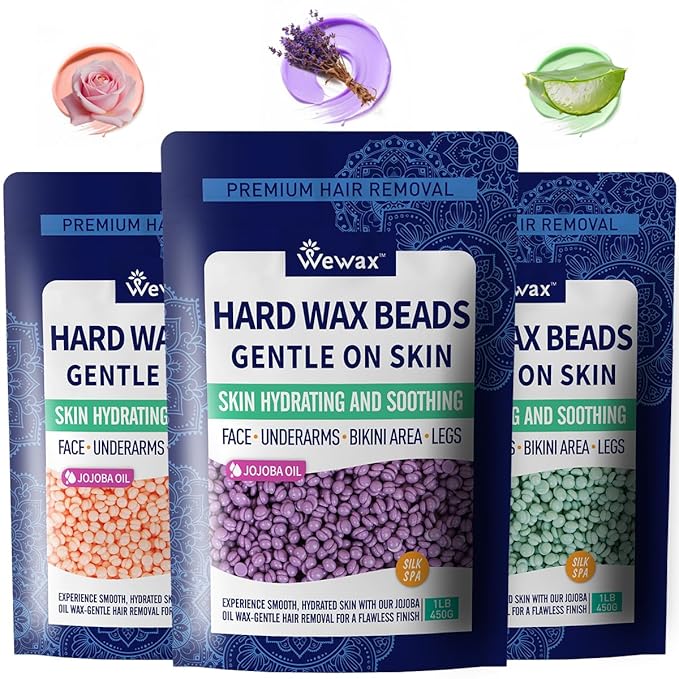 3lb Hard Wax Beads Kit for Hair Removal - WAX ON, HAIR GONE! Wax Beans for Women Men, At Home Brazillian Wax for Coarse Hair, Face, Legs, Arms, All Over Body