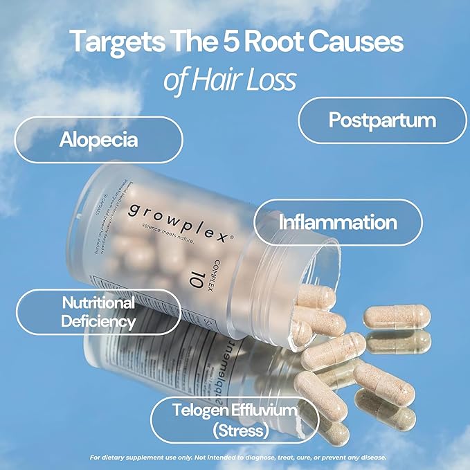 Complex10 Hair Support Supplement with Biotin, Collagen & 10 Essential Nutrients – Supports Healthy, Stronger-Looking Hair – 30 Capsules for Men & Women