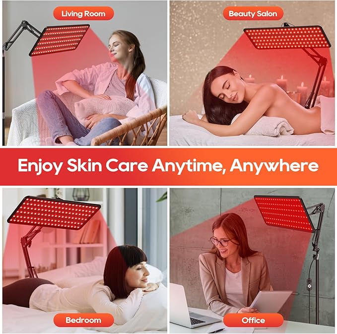 Red Light Therapy for Body and Face, 120 LED 660nm 850nm 940nm Infrared Redlight-Therapy Lamp Device with Glasses，Large Panel and Stable Stand at Home, Idea Gift for Women Mom