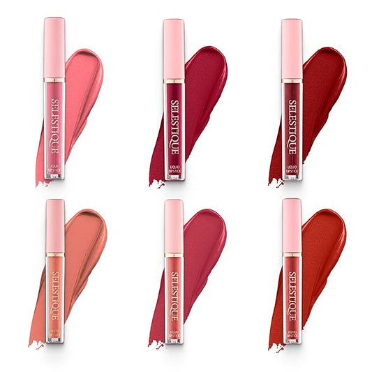 Matte Liquid Lipstick For Women, Set of 6 Colors from Nude to Dark Red, Waterproof Matte Lipstick Long Lasting, Non-Sticky and Fade-Resistant Formula – Lip Makeup Kit for Long Lasting Style, 6 pcs