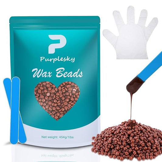 Hard Wax Beads, 1 Lbs Coarse Wax Beads for Hair Removal, Face Waxing Beads for Brazilian, Bikini, Leg, Armpit, Home Waxing Facial Beans, Hard Wax Beads Bulk Kit with Silicone Waxing Stick (Coffee)