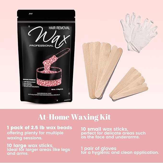 2.5lb Wax Beads, Hard Wax Beads with Coarse Hair Formula -Wax Beads for Hair Removal Sensitive Skin Women, Idea for Full Body, Legs, Face,Bikini and Brazilian (Rose)