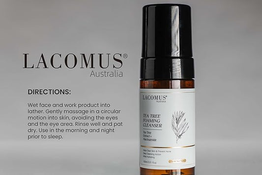 Organic Tea Tree Foaming Cleanser with Niacinamide for Clear Skin & Acne Prevention. Deep Pore Cleansing with Cooling and Hydrating Formula for All Skin Types.