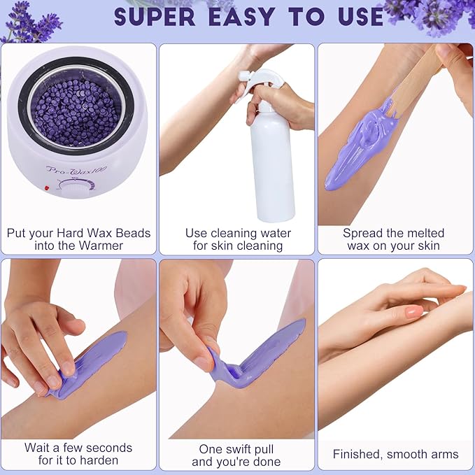 1.5 lb Bulk Sensitive Skin Wax Beads for Hair Removal, Waxing Beads for Coarse and Fine Hair, Gentle Formula for Body Brazilian Waxing, Bikini Face Leg Underarm Back Chest, Includes 10 Sticks, Black