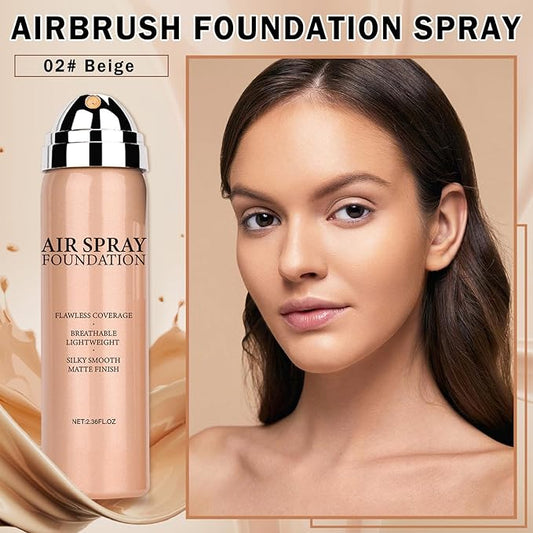 Air Brush Makeup Foundation,Flawless Airbrush Foundation for Older Women,Teenagers,Middle-aged and Mature Skin,Lightweight Moisturizing,Buildable Coverage for Smooth Radiant Skin (02 Beige)