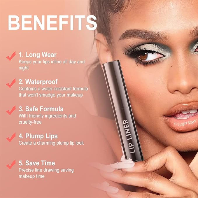 OETUIOW Lip Stain Long Lasting & Waterproof Lip Liner, Non-Stick Cup Highly Pigmented Natural Finish, Lip Gloss for All-Day Color Hold (Cocoa)