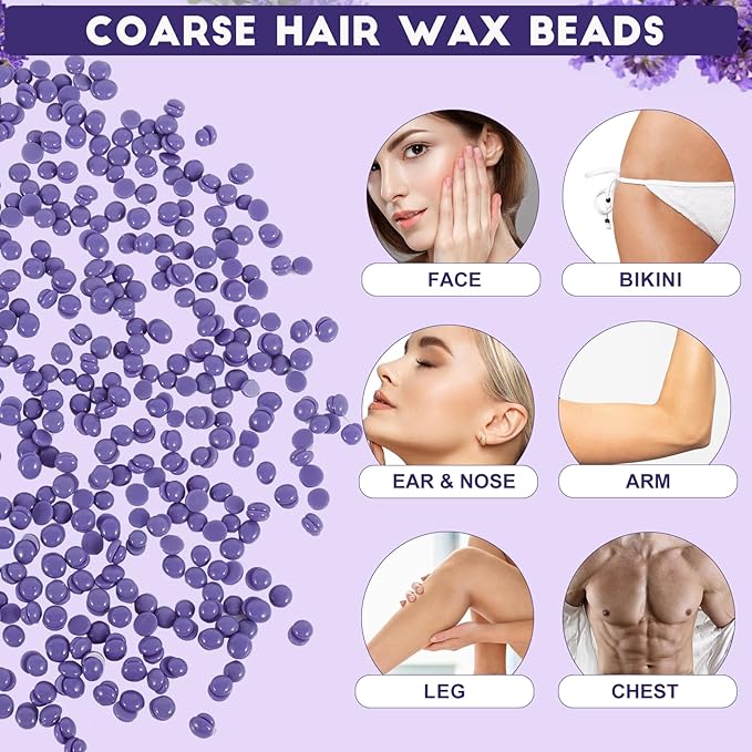 2.5 lb Body Wax Beads Bulk for Hair Removal, Brazilian Waxing Beans for Sensitive Skin Coarse Hair, Bikini Face Leg Armpit Back Chest with 20 Sticks, For At-Home and Professional Salon Use, Pink