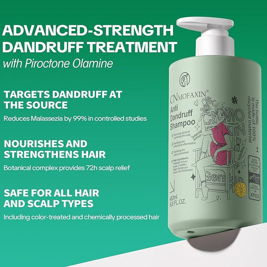Anti Dandruff Shampoo - Scalp Deep Cleansing, Excess Sebum Care, Natural Ingredients - For Women & Men, Soothes Itchy, Dry Scalp, 16.8 fl.oz