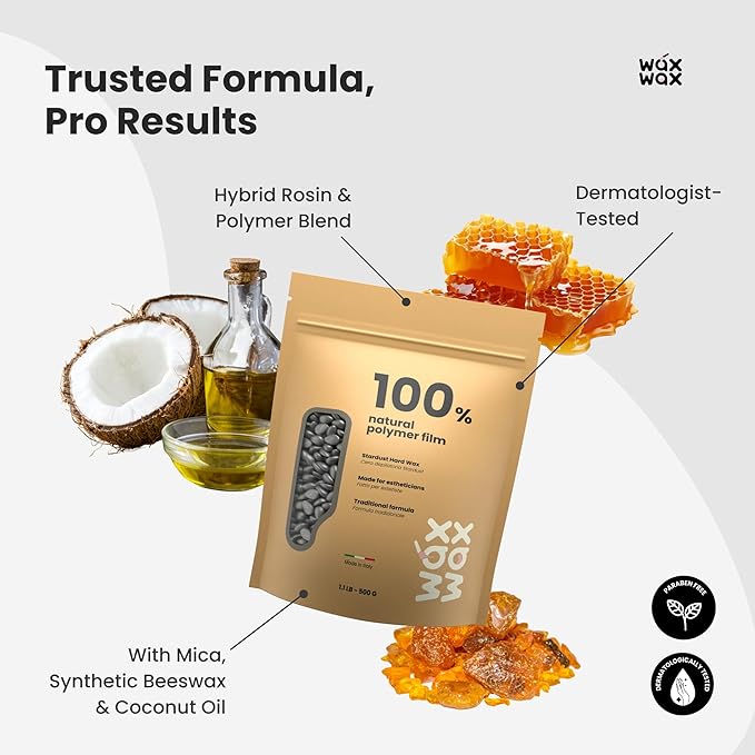 Stardust Hard Wax Beads | Coarse Hair Removal Wax for Ultra Sensitive Skin | Strip-Free, Low Melting, Cruelty-Free & Eco-Friendly Waxing Beads With Hybrid Rosin Formula | Made In Italy - 1.1lb