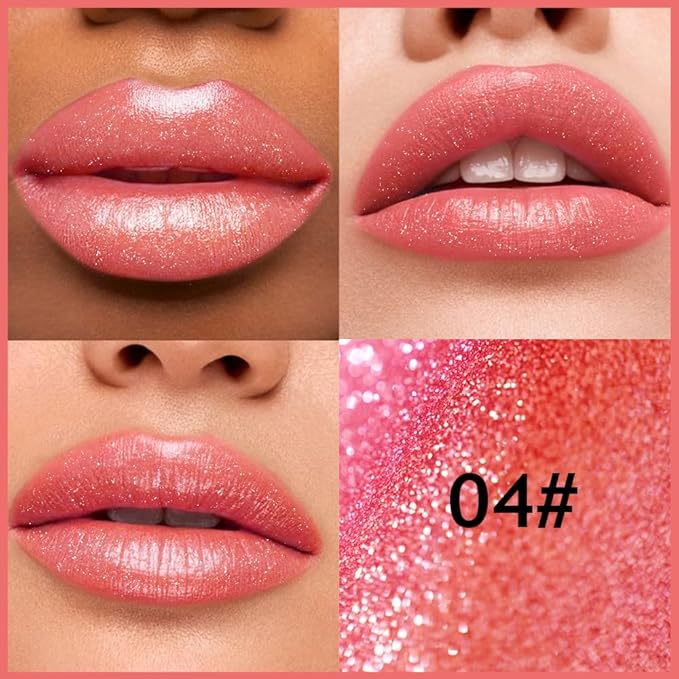 Nude Metallic Lipstick for Women,Lightweight Comfortable Non-Drying Shimmer Frosted Lipstick,Glitter Lip Gloss Stain Long Lasting Waterproof Smudge Proof 24 Hour Full Coverage Lip Makeup,Vegan
