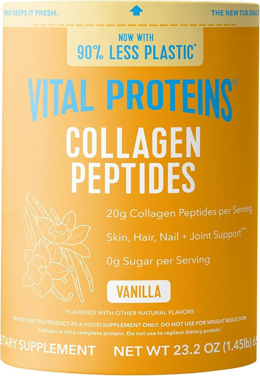 Vital Proteins Collagen Peptides Powder - Grass Fed Collagen Peptides for Hair, Nail, Skin, Bone & Joint Health, Vanilla, 23.2 Ounces