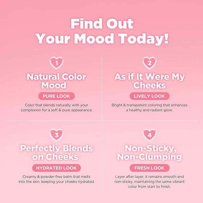 lilybyred Luv Beam Cheek Balm | Heart-Shaped Korean Cream Blush, Semi-Matte Finish, Long-Lasting, Blendable & Buildable, Soft Creamy Texture, Lightweight, Natural Flush, 0.12 oz. (10 Grape Pink)