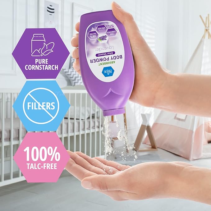 MED PRIDE 100% Talc-Free Cornstarch Dusting Powder for Women Paraben-Free Soothing Odor & Moisture Protection (Lavender 13 Ounce (Pack of 1))