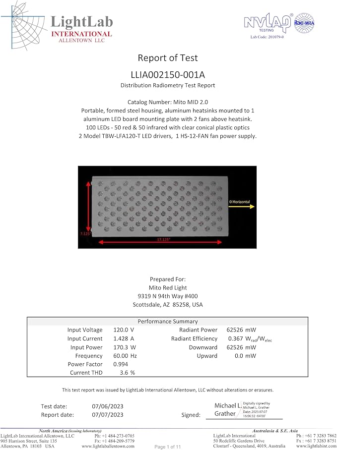 Mito Red Light – MitoMID 2.0 Red Light Panel – Red Light Therapy for Face and Neck – Red Light & Near Infrared Red Light Therapy – at-Home Red Light Therapy for Body