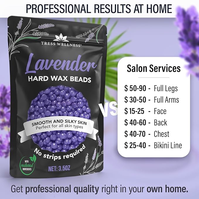 Tress Wellness Wax Beads - Safe for Skin - Dermatologically Tested - At-Home Kit for Bikini, Brazilian & Full Body - Variety 1.3lb