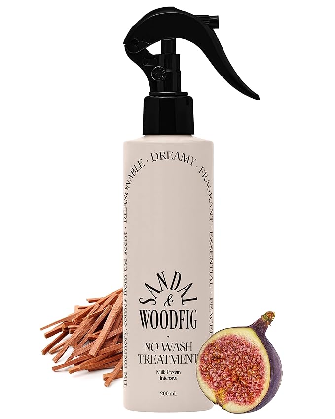 Milk Protein Intensive No-Wash Treatment - Korean Hair Perfume Serum Spray - Cozy Wood & Fig Scent - Anti Frizz Detangler Mist for Curly, Dry & Damaged Hair, 6.76 fl.oz.