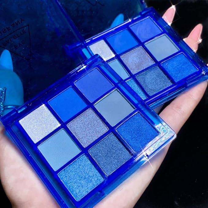 AMY'S DIARY Blue Eyeshadow Palette Eye shadow Makeup,Navy Blue Eyeshadow Shiny Sparkle Shimmer Glitter Eyeshadow Waterproof Pallete,royal blue Glitter Blue Eye Make Up