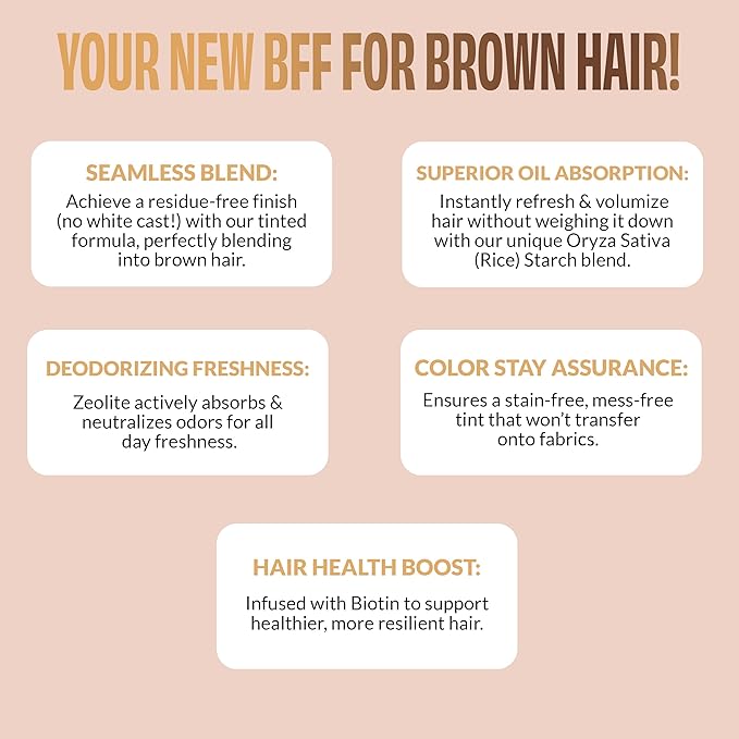 FoxyBae Dry Shampoo for Dark Hair - with Biotin - Deodorizing, Volumizing, Refreshing Spray - Brunette Breeze - 7 Fl Oz