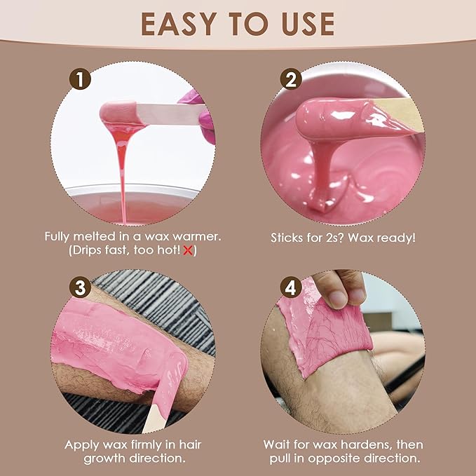 KOTAMU Pink Wax Beans for Hair Removal, 2.5lb, Hard Wax for Face, Eyebrow, Bikini, Brazilian, Leg, Body, Sensitive Skin, Ideal for Women Home Salon Waxing