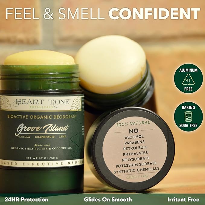 Natural Deodorant | Bioactive | Aluminum & Baking Soda Free | 24HR Protection | Men & Women | The Classic Scent - Fragrance Free